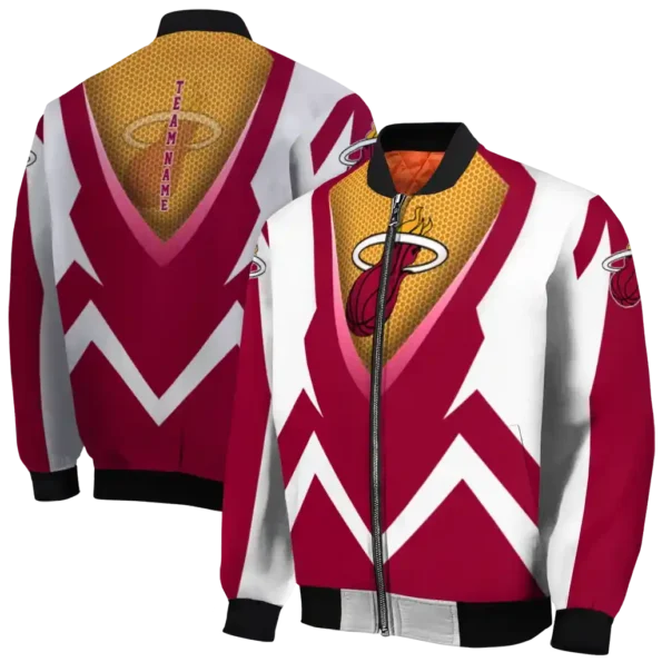 customized miami heat v stripes red white bomber jacket fashion forward