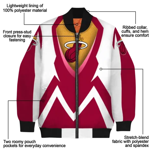 customized miami heat v stripes red white bomber jacket new arrival