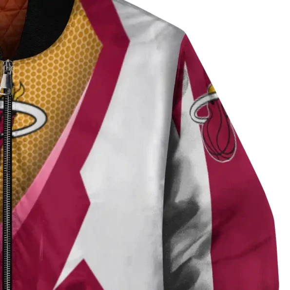 customized miami heat v stripes red white bomber jacket premium grade