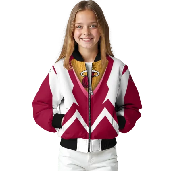 customized miami heat v stripes red white bomber jacket top rated