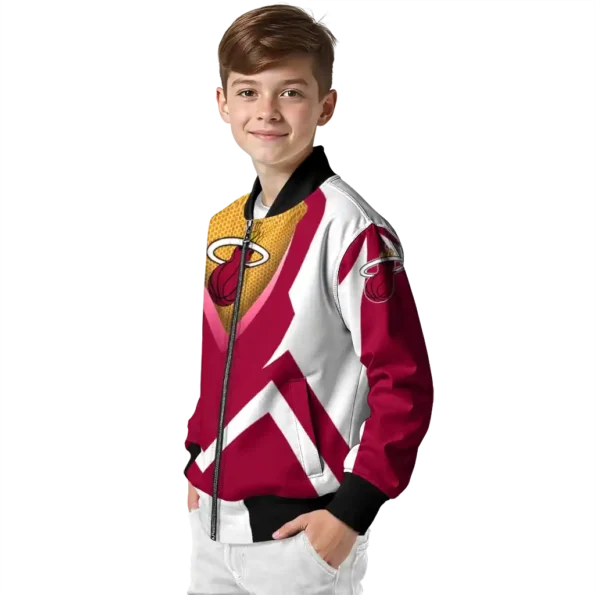 customized miami heat v stripes red white bomber jacket trendy