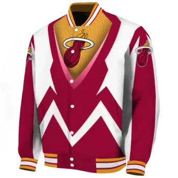 customized miami heat v stripes red white varsity jacket best selling.webp