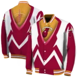 customized miami heat v stripes red white varsity jacket best selling.webp