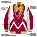 customized miami heat v stripes red white varsity jacket best selling.webp