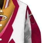 customized miami heat v stripes red white varsity jacket best selling.webp