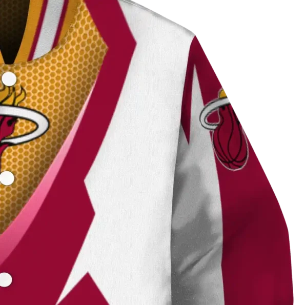 customized miami heat v stripes red white varsity jacket premium grade.webp