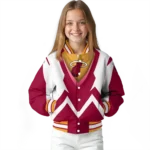 customized miami heat v stripes red white varsity jacket best selling.webp