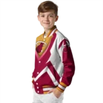 customized miami heat v stripes red white varsity jacket best selling.webp
