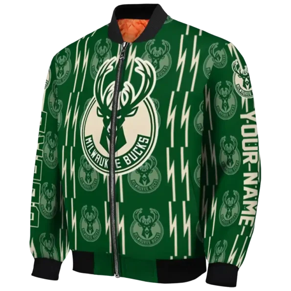customized milwaukee bucks bolt stripe green bomber jacket best selling