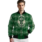 customized milwaukee bucks bolt stripe green bomber jacket best selling