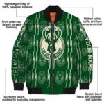 customized milwaukee bucks bolt stripe green bomber jacket best selling