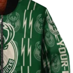 customized milwaukee bucks bolt stripe green bomber jacket best selling