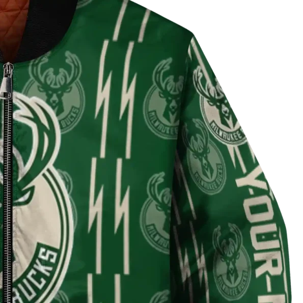 customized milwaukee bucks bolt stripe green bomber jacket premium grade
