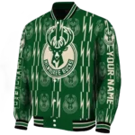 customized milwaukee bucks bolt stripe green varsity jacket best selling.webp