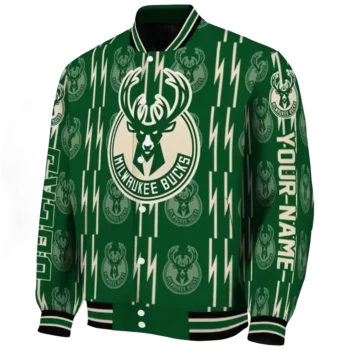 customized milwaukee bucks bolt stripe green varsity jacket best selling.webp