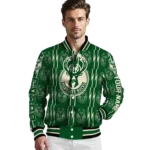 customized milwaukee bucks bolt stripe green varsity jacket best selling.webp
