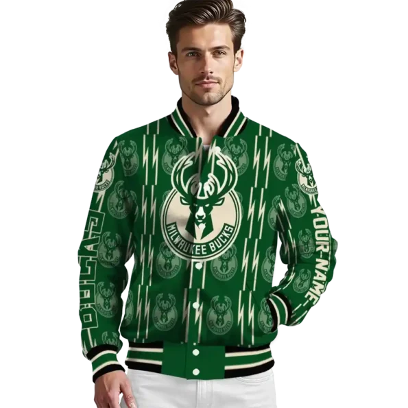 customized milwaukee bucks bolt stripe green varsity jacket high quality.webp