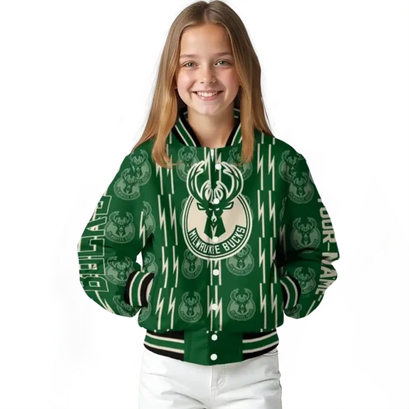 customized milwaukee bucks bolt stripe green varsity jacket top rated.webp