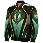 customized milwaukee bucks mesh chest black bomber jacket best selling