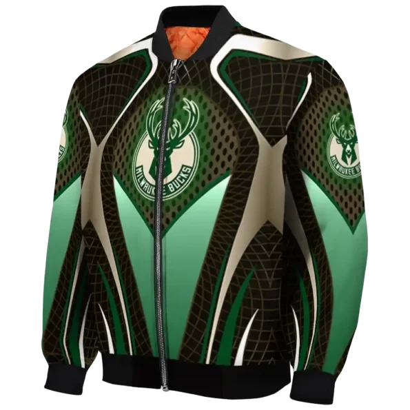 customized milwaukee bucks mesh chest black bomber jacket best selling
