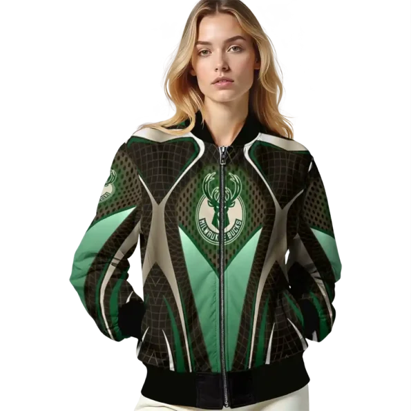customized milwaukee bucks mesh chest black bomber jacket latest model