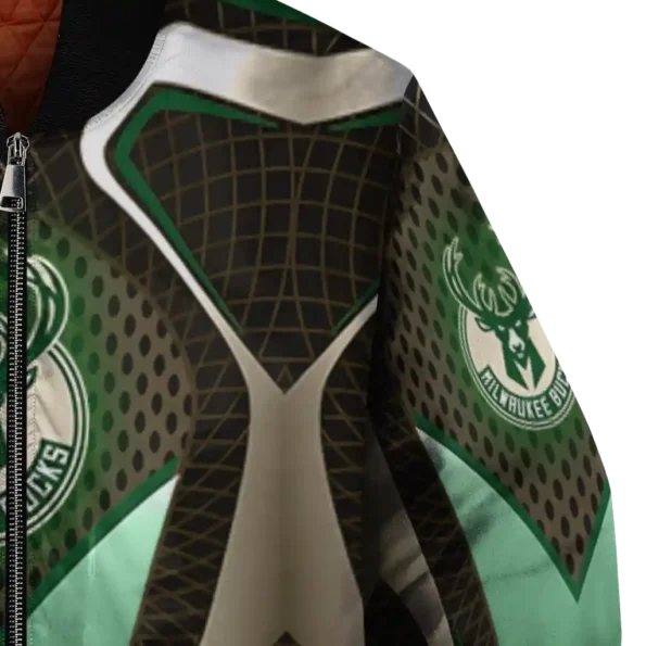 customized milwaukee bucks mesh chest black bomber jacket premium grade