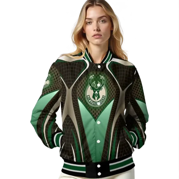 customized milwaukee bucks mesh chest black varsity jacket latest model.webp