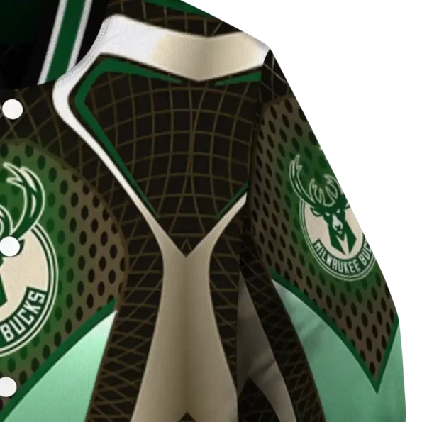 customized milwaukee bucks mesh chest black varsity jacket premium grade.webp