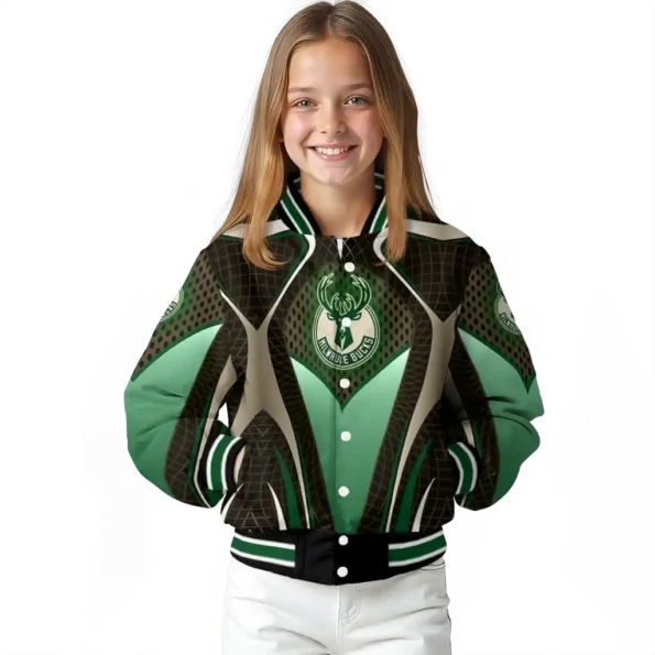 customized milwaukee bucks mesh chest black varsity jacket top rated.webp