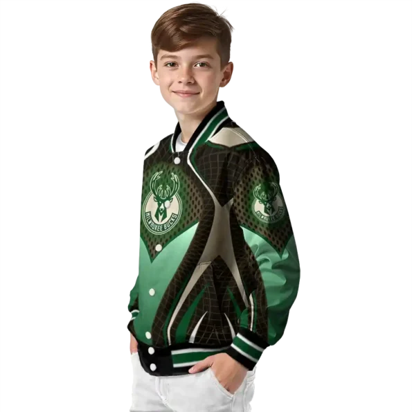customized milwaukee bucks mesh chest black varsity jacket trendy.webp