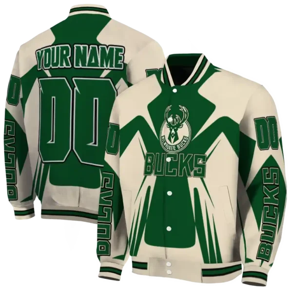 customized milwaukee bucks spider mark green varsity jacket fashion forward.webp