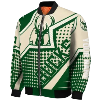 customized milwaukee bucks star burst green bomber jacket best selling