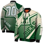customized milwaukee bucks star burst green bomber jacket best selling