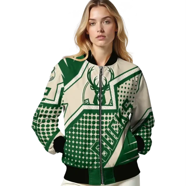 customized milwaukee bucks star burst green bomber jacket latest model