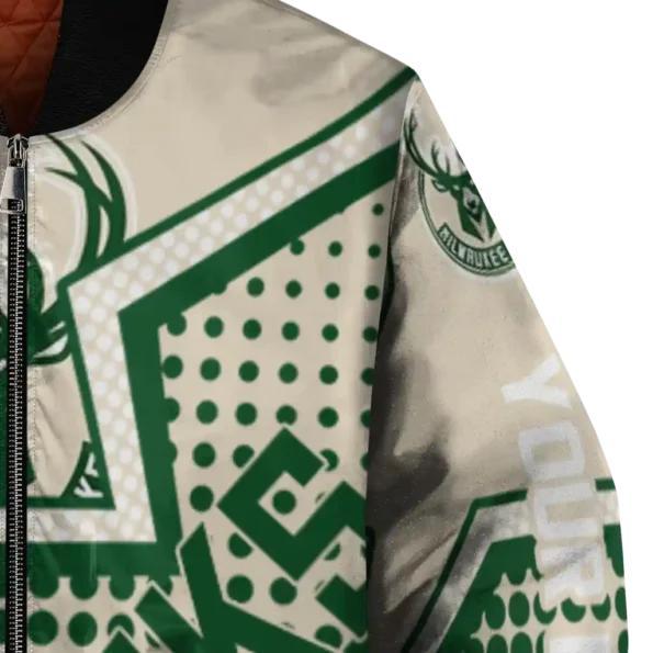 customized milwaukee bucks star burst green bomber jacket premium grade