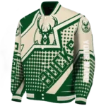 customized milwaukee bucks star burst green varsity jacket best selling.webp