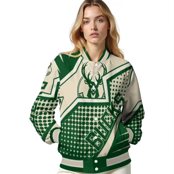 customized milwaukee bucks star burst green varsity jacket latest model.webp