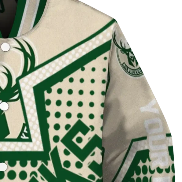 customized milwaukee bucks star burst green varsity jacket premium grade.webp