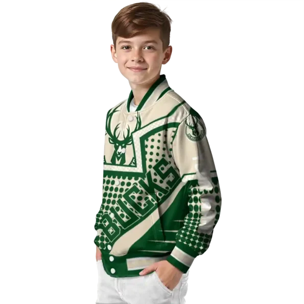 customized milwaukee bucks star burst green varsity jacket trendy.webp