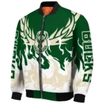 customized milwaukee bucks winged blaze green white bomber jacket best selling
