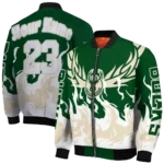 customized milwaukee bucks winged blaze green white bomber jacket best selling