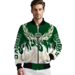 customized milwaukee bucks winged blaze green white bomber jacket best selling