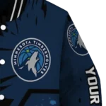 customized minnesota timberwolves hexagon cluster midnight blue black varsity jacket best selling.webp