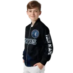 customized minnesota timberwolves hexagon mesh midnight blue black bomber jacket best selling