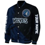 customized minnesota timberwolves hexagon mesh midnight blue black varsity jacket best selling.webp