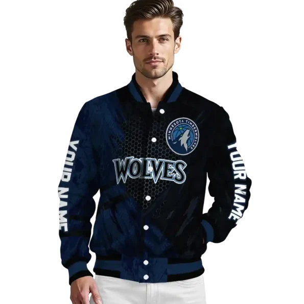 customized minnesota timberwolves hexagon mesh midnight blue black varsity jacket high quality.webp