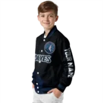 customized minnesota timberwolves hexagon mesh midnight blue black varsity jacket best selling.webp