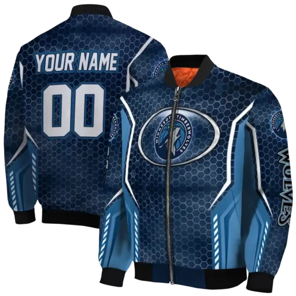 customized minnesota timberwolves power plate midnight blue bomber jacket fashion forward