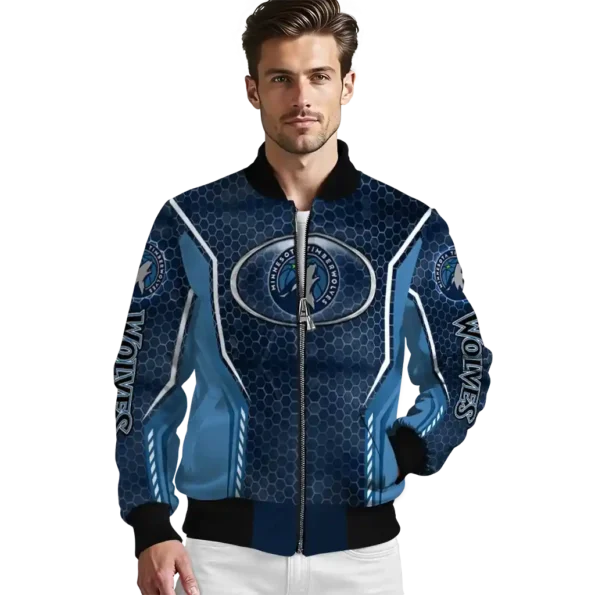 customized minnesota timberwolves power plate midnight blue bomber jacket high quality