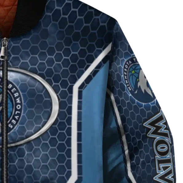 customized minnesota timberwolves power plate midnight blue bomber jacket premium grade